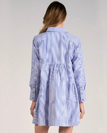 Elan Elan - Dress Long Sleeve Button Down - Blue Strip available at The Good Life Boutique