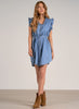 Elan Elan - Dress Ruffle Sleeveless W/Belt - Denim available at The Good Life Boutique