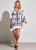 Elan Elan - Dress Scoop Neck w 3/4 Sleeves - White/Black available at The Good Life Boutique