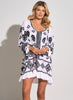 Elan Elan - Dress Scoop Neck w 3/4 Sleeves - White/Black available at The Good Life Boutique