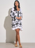 Elan Elan - Dress Scoop Neck w 3/4 Sleeves - White/Black available at The Good Life Boutique