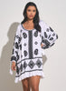 Elan Elan - Dress Scoop Neck w 3/4 Sleeves - White/Black available at The Good Life Boutique