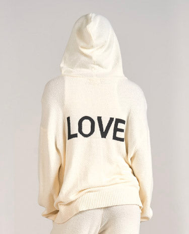 Elan Elan - LOVE Graphic Hoodie Sweater - Off White available at The Good Life Boutique
