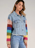 Elan Elan - Jacket Crop Crochet Sleeve - Denim available at The Good Life Boutique