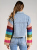 Elan Elan - Jacket Crop Crochet Sleeve - Denim available at The Good Life Boutique