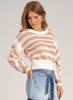 Elan Elan - Sweater Boatneck Strip - Tan White Stripe available at The Good Life Boutique