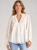 Elan Elan - Top - Long Sleeve V-Neck - White Eyelet available at The Good Life Boutique