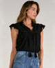 Elan Elan - Top - Short Sleeve V-Neck - Black available at The Good Life Boutique