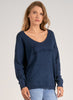 Elan Elan - V Neck Love Print Sweater - Navy available at The Good Life Boutique