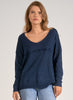 Elan Elan - V Neck Love Print Sweater - Navy available at The Good Life Boutique