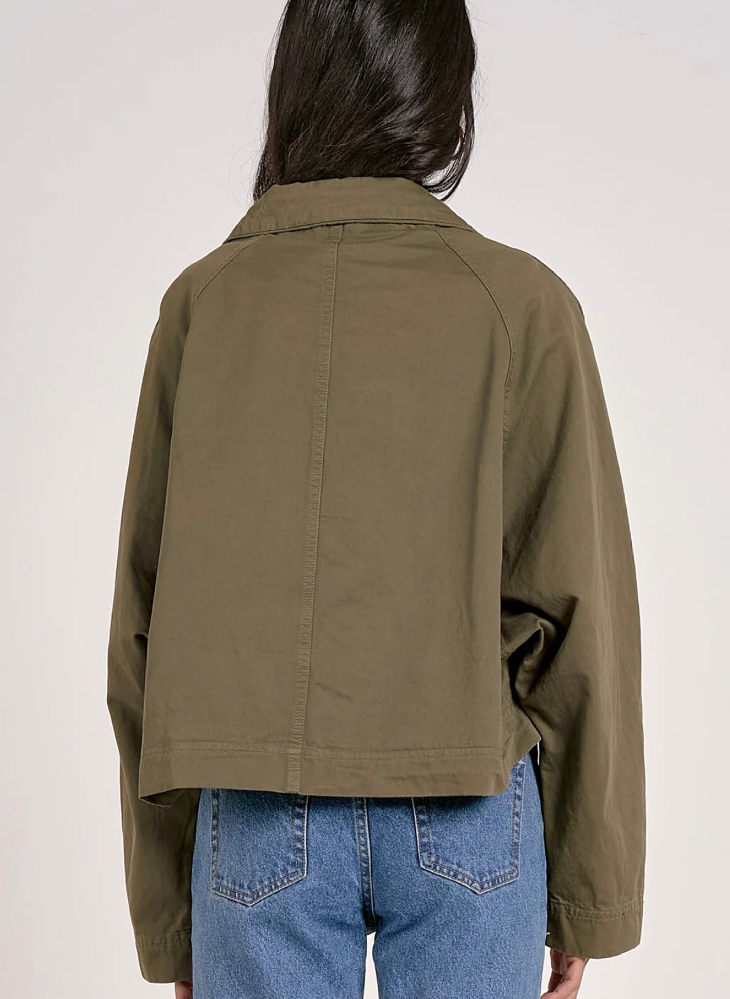 Elan Elan - Trench Jacket Cropped - Olive available at The Good Life Boutique