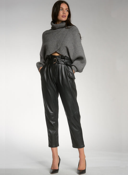 Elan Elan Faux Leather Pants - Black available at The Good Life Boutique