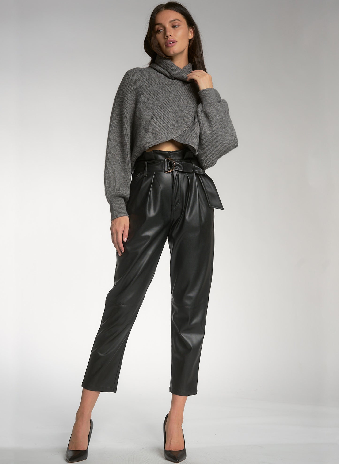 Elan Elan Faux Leather Pants - Black available at The Good Life Boutique