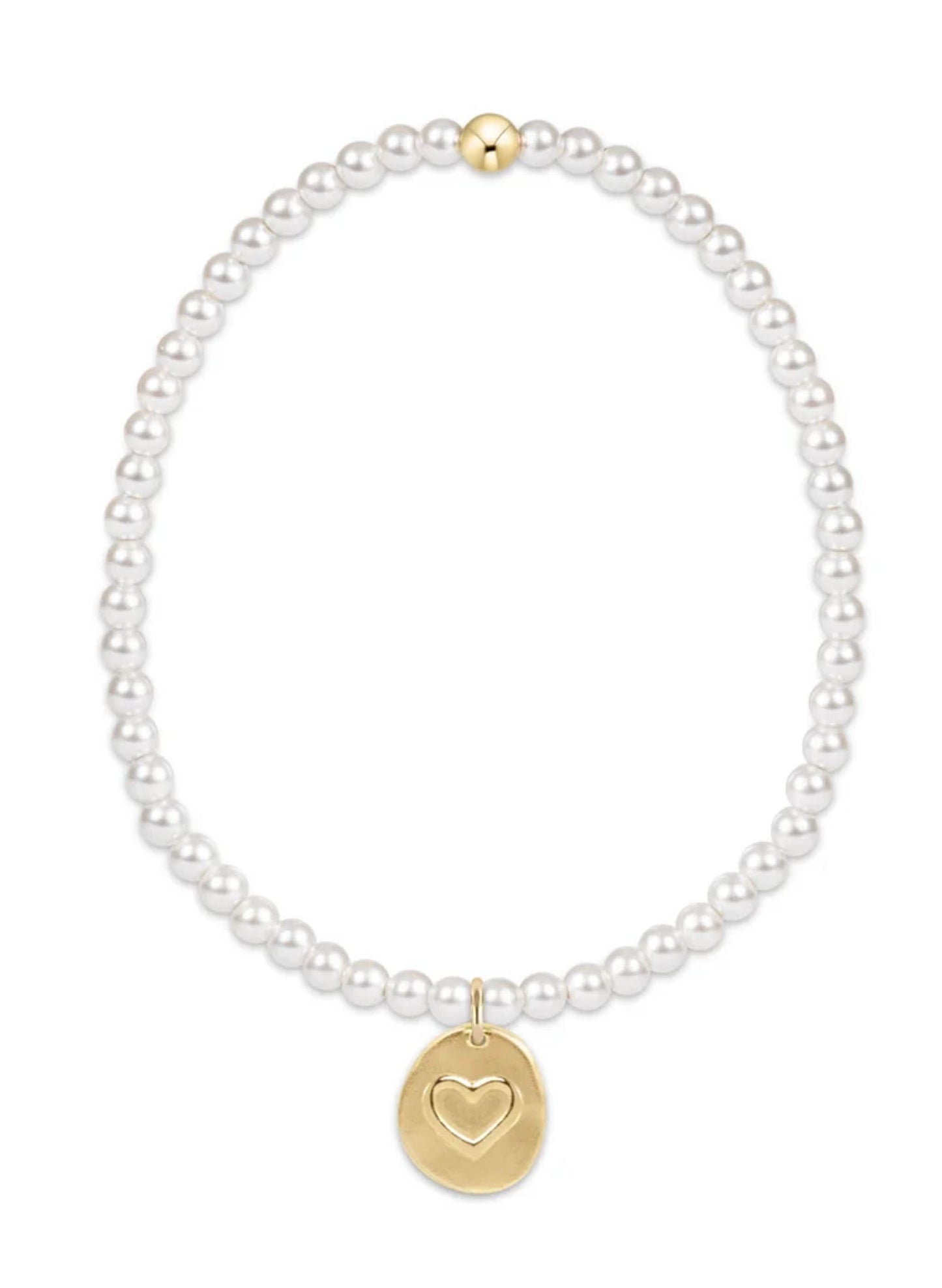 enewton design Enewton - Classic Pearl 3mm Bead Bracelet - Inspire Love Small Gold Charm available at The Good Life Boutique