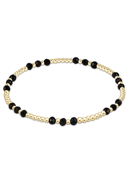 Enewton - Gemstone Gold Joy Pattern 3mm Bead Bracelet - Faceted Onyx