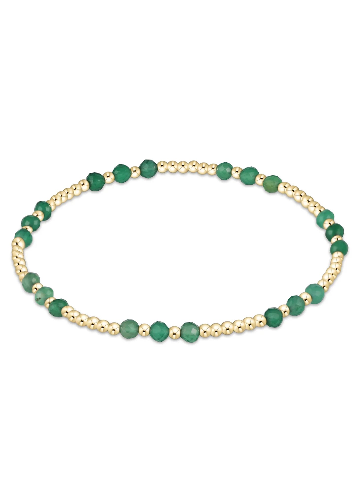 Enewton - Gemstone Gold Joy Pattern 3mm Bead Bracelet - Green Onyx