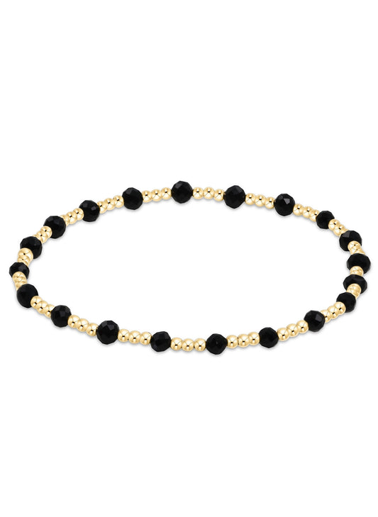 Enewton - Gemstone Gold Sincerity Pattern 3mm Bead Bracelet - Faceted Onyx