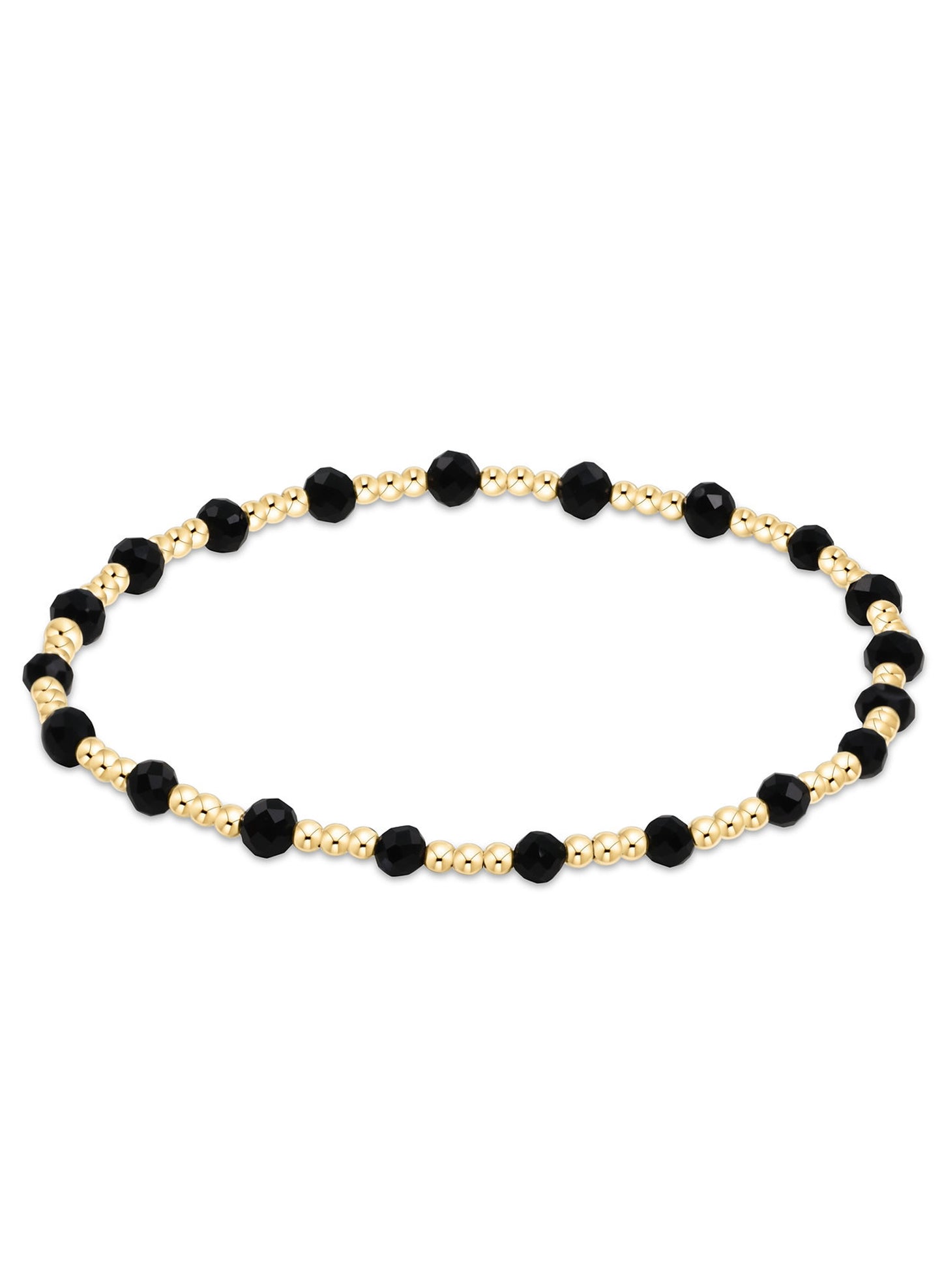 Enewton - Gemstone Gold Sincerity Pattern 3mm Bead Bracelet - Faceted Onyx