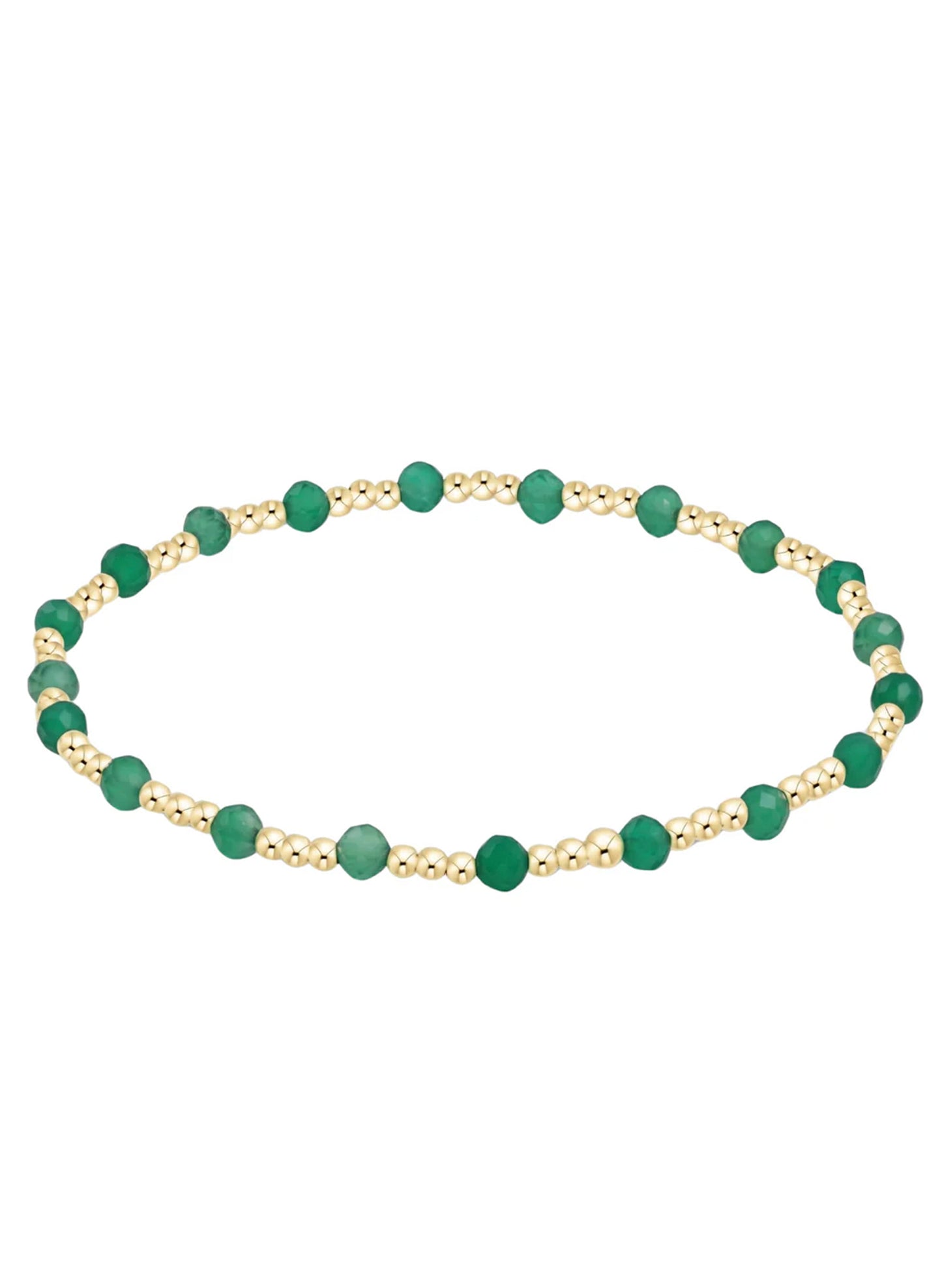 Enewton - Gemstone Gold Sincerity Pattern 3mm Bead Bracelet - Green Onyx