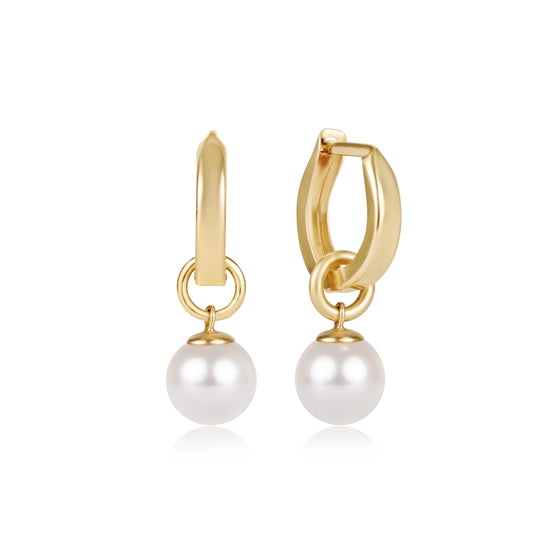 enewton design Enewton - Huggie Gold 0.5" Hoop - Classic Pearl 8MM Charm available at The Good Life Boutique