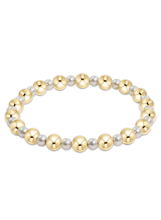 enewton design Enewton - Pearl Grateful Pattern 4mm Bead Bracelet - 6mm Gold available at The Good Life Boutique