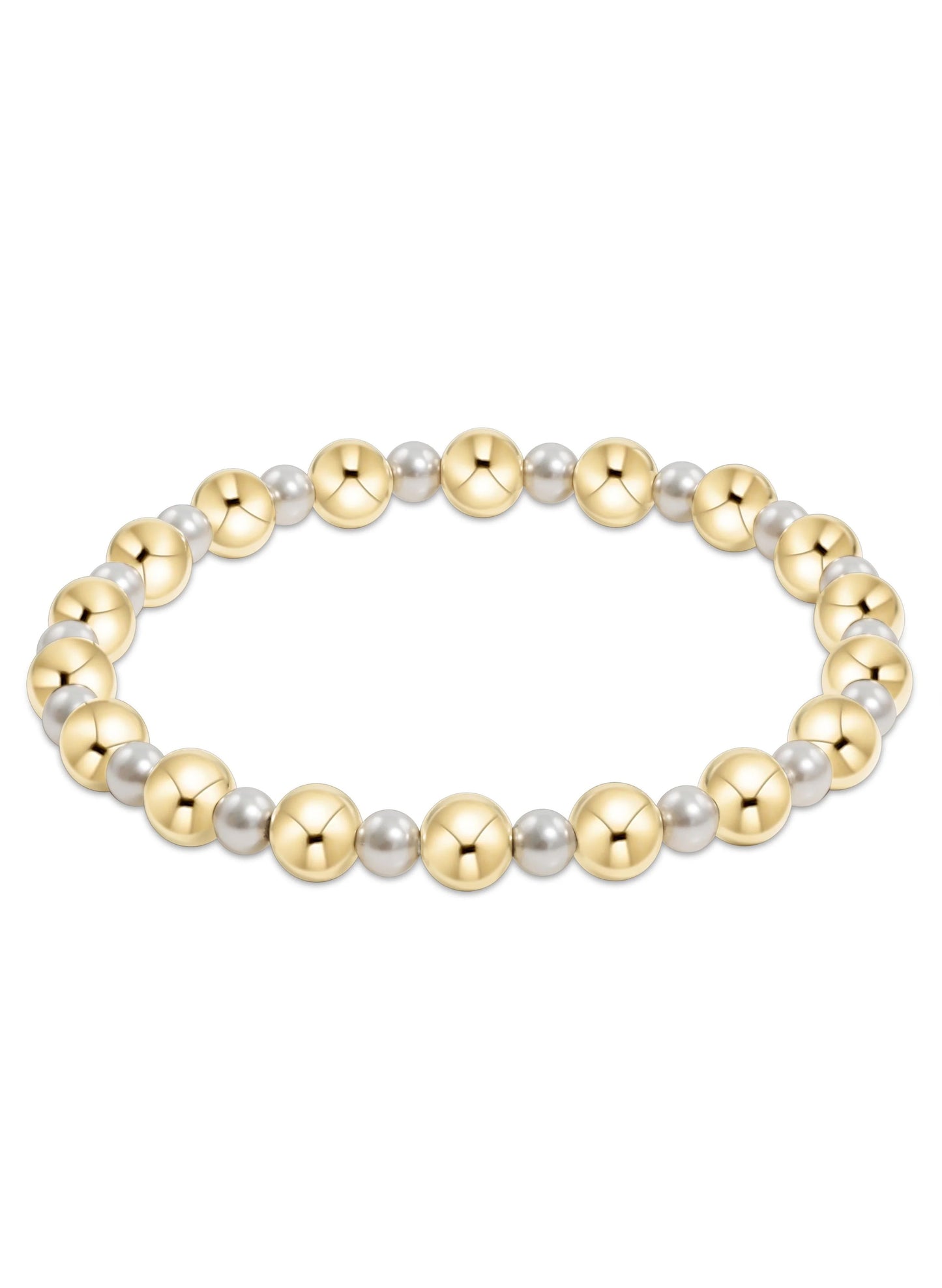 enewton design Enewton - Pearl Grateful Pattern 4mm Bead Bracelet - 6mm Gold available at The Good Life Boutique