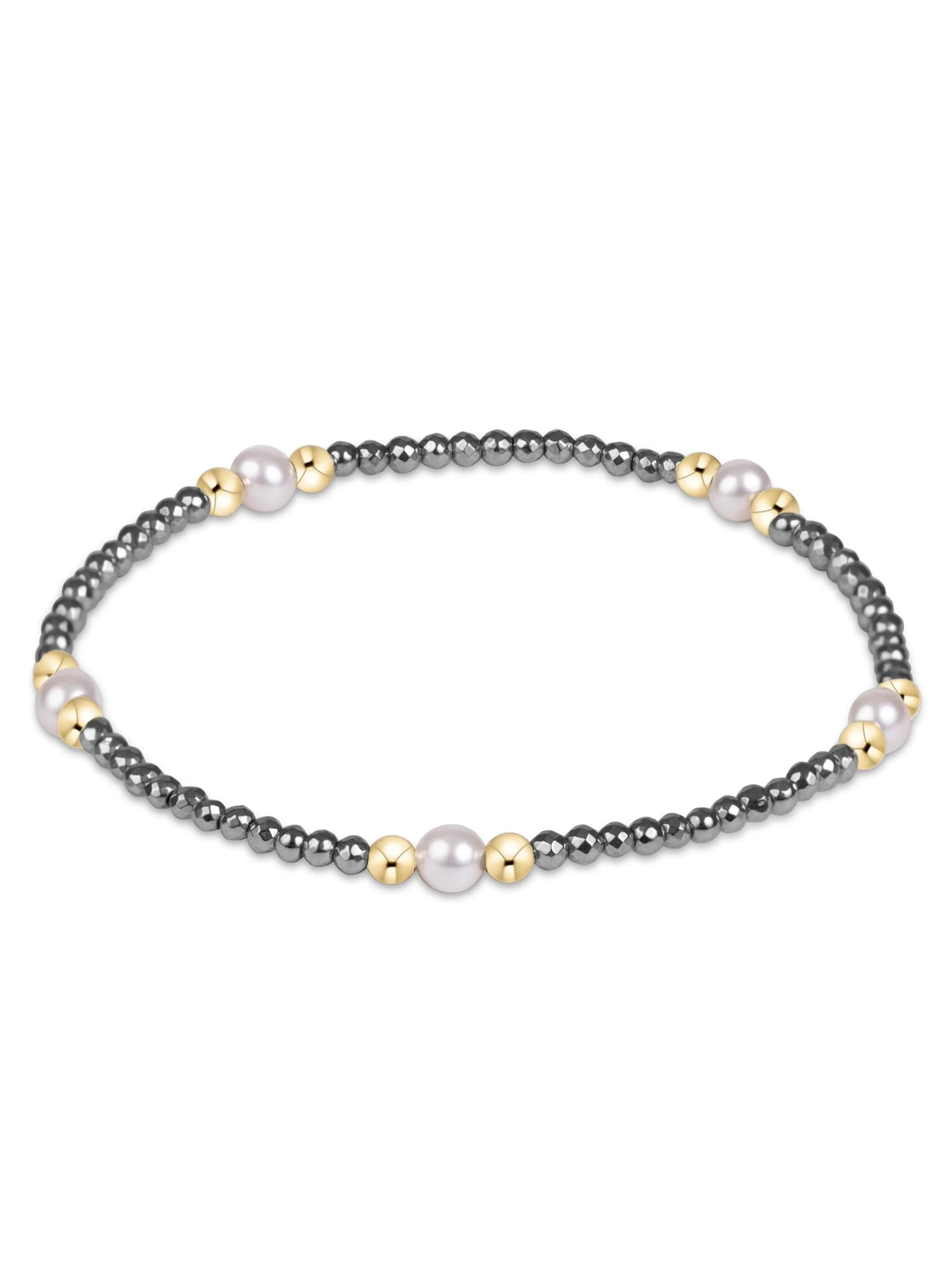 Enewton-Purpose Pearl 4mm Silver Faceted Hematite Bracelet