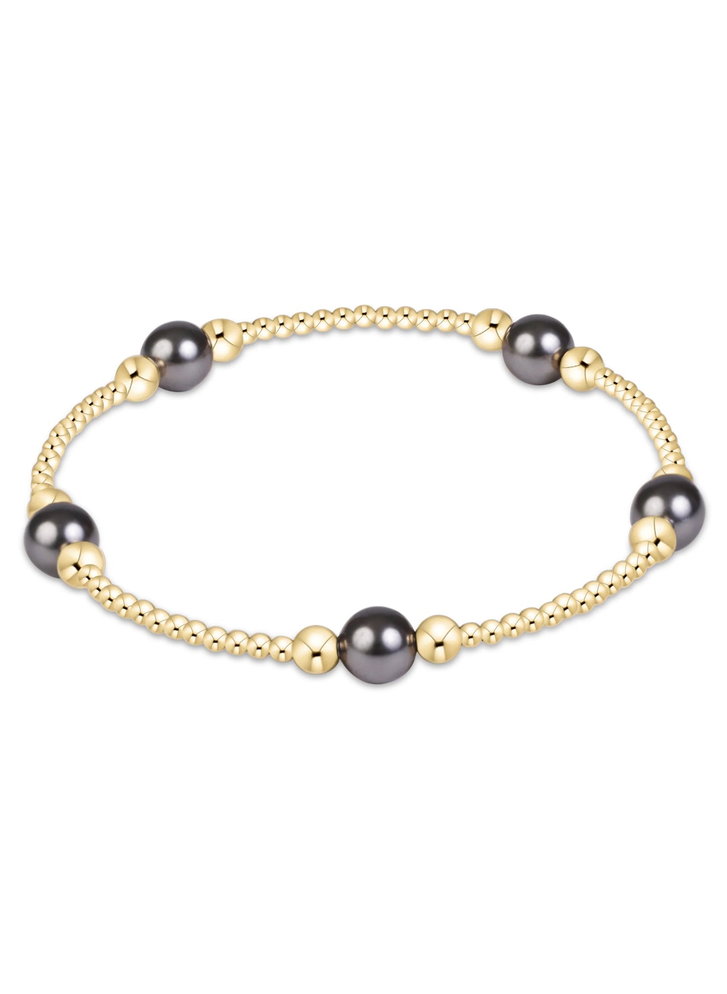 enewton design Enewton-Purpose Pearl Dark Grey 6mm Gold Bracelet available at The Good Life Boutique