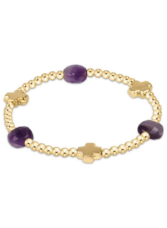 Enewton - Signature Cross Admire Gold Pattern 3mm Bead Bracelet - Amethyst