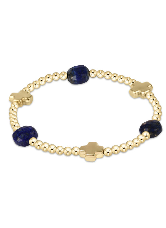 Enewton - Signature Cross Admire Gold Pattern 3mm Bead Bracelet - Lapis