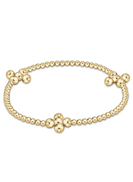 Enewton - Signature Cross Gold Pattern 2.5mm Bead Bracelet - Classic Beaded Signature Cross Gold - 4mm Bead Gold