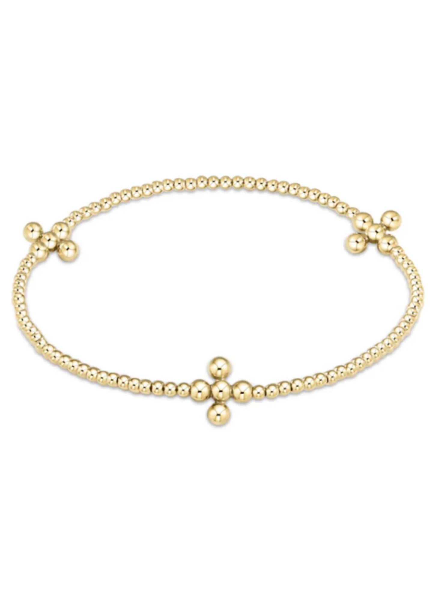 enewton design Enewton - Signature Cross Gold Pattern 2mm Bead Bracelet - Classic Beaded Signature Cross Gold 3mm Bead Gold available at The Good Life Boutique