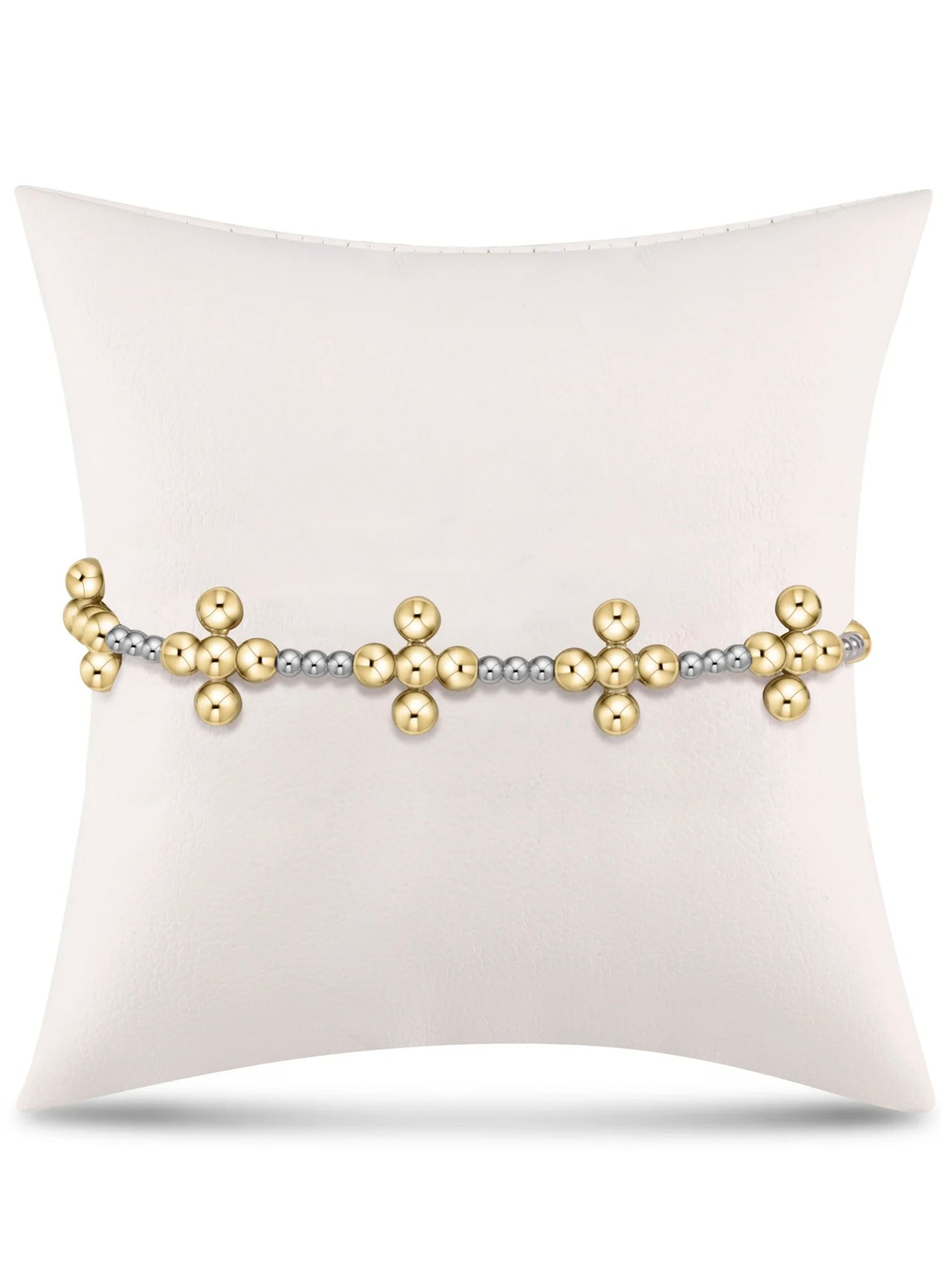 enewton design Enewton - Signature Cross Sincerity Pattern Sterling 2.5mm Bead Bracelet - Classic Beaded Signature Cross Gold - 4mm Bead Gold available at The Good Life Boutique
