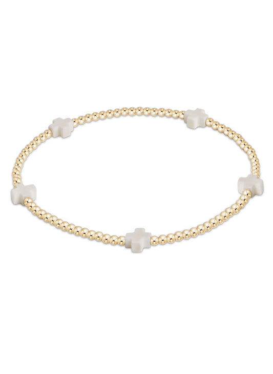 enewton design Enewton - Signature Cross Small 2mm Gold Bracelet - Off-White available at The Good Life Boutique