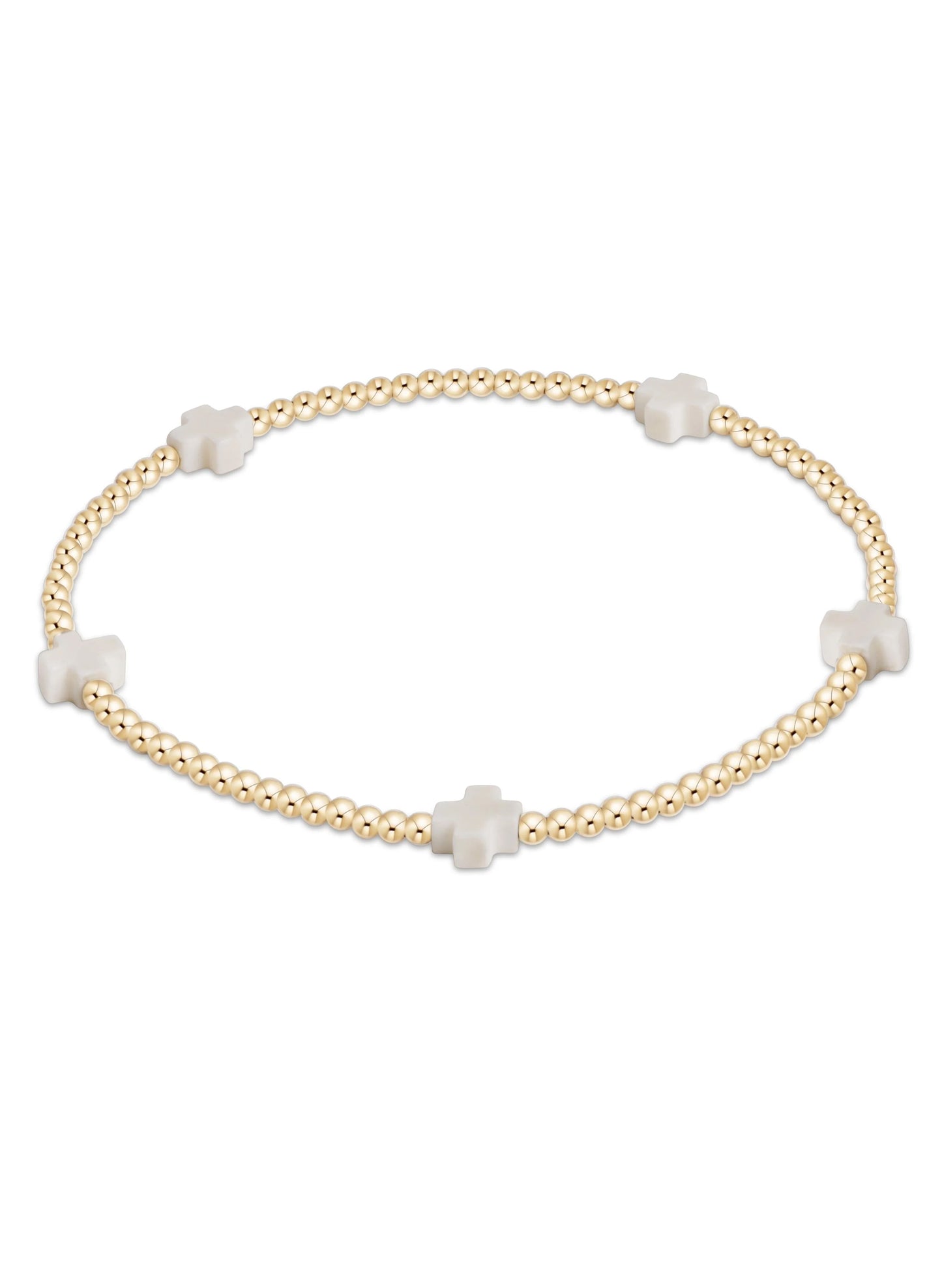 enewton design Enewton - Signature Cross Small 2mm Gold Bracelet - Off-White available at The Good Life Boutique