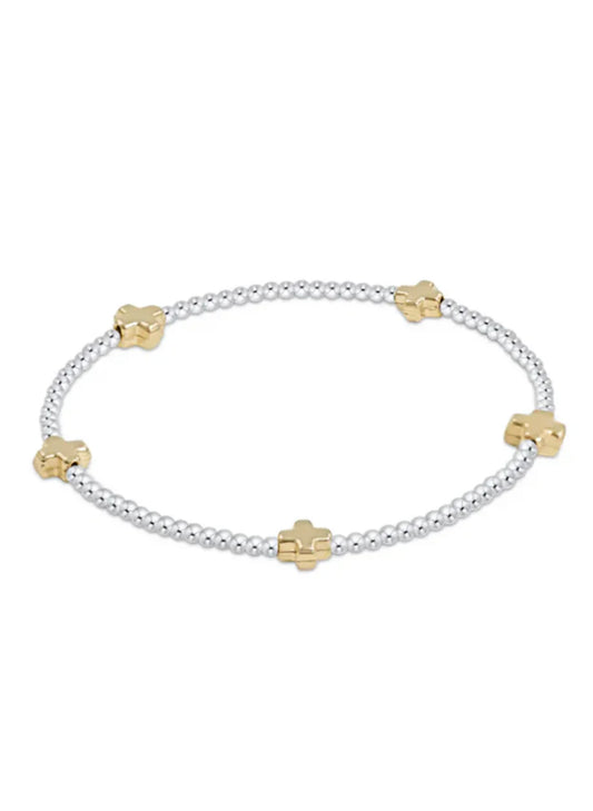 enewton design Enewton - Signature Cross Small Sterling Mixed Metal Pattern 2mm Bead Bracelet - Gold available at The Good Life Boutique