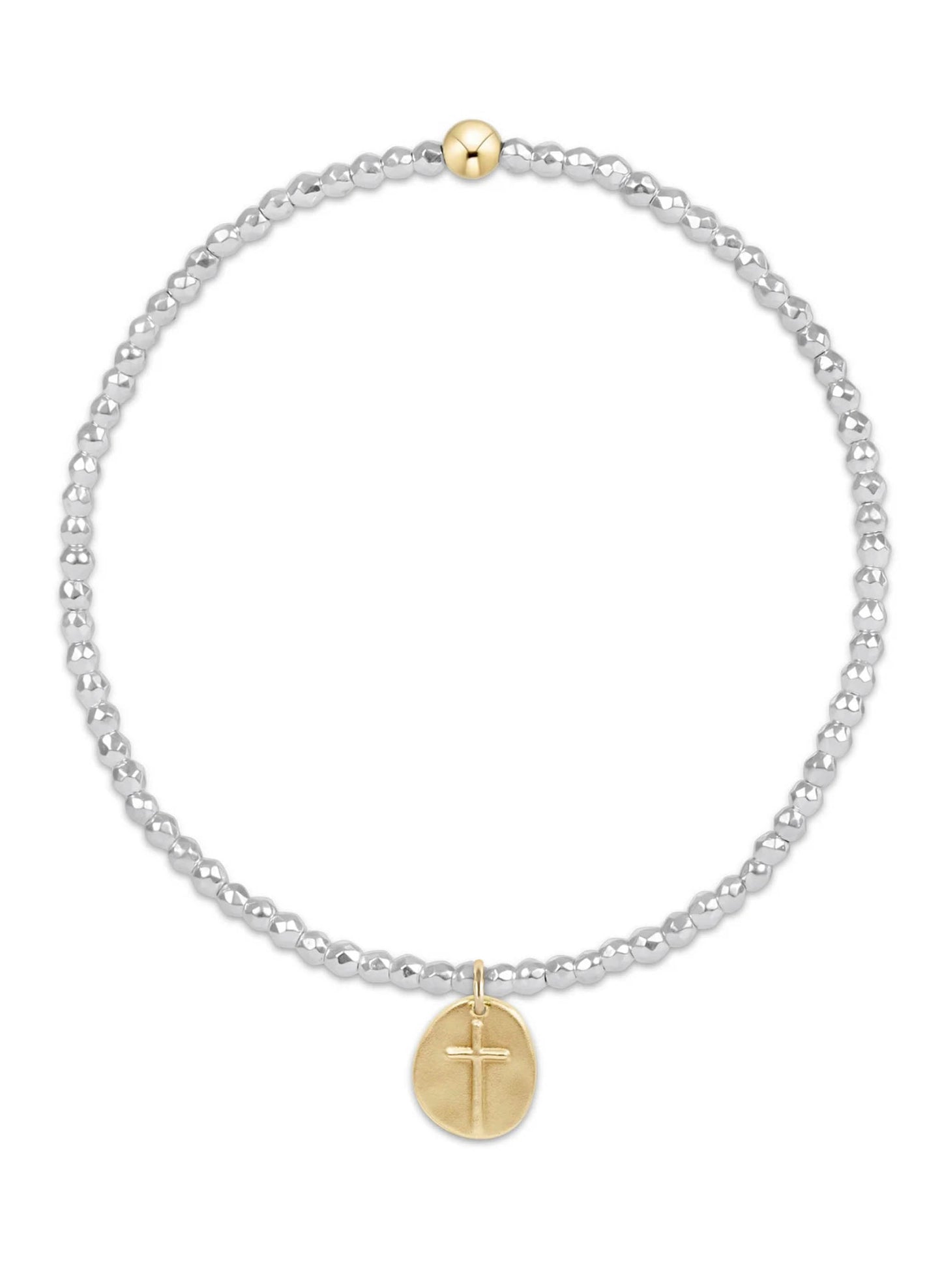 enewton design Enewton - Silver Faceted Hematite 2mm Bead Bracelet - Inspire Small Gold Charm available at The Good Life Boutique