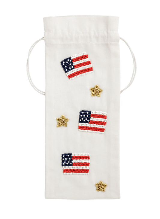 Mud Pie Flag Beaded Wine Bag available at The Good Life Boutique