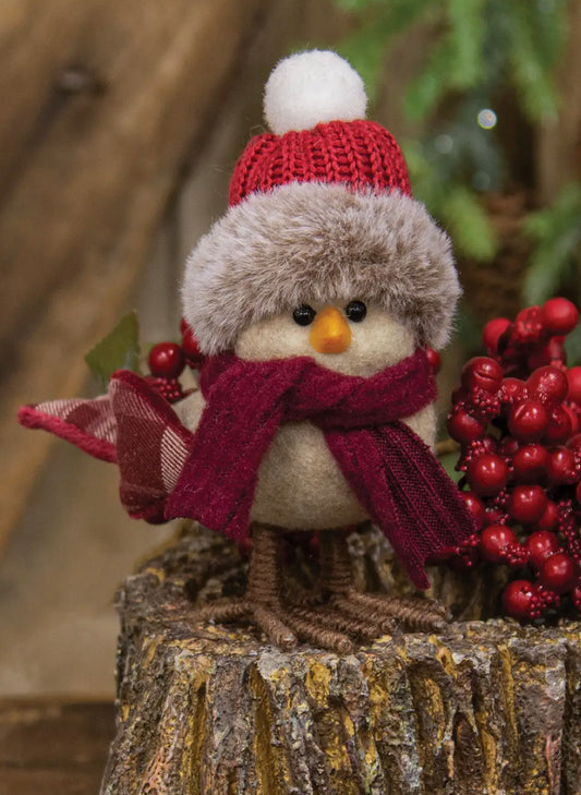 Bright Ideas Fabric Bird w/ Burgundy Hat and Scarf available at The Good Life Boutique
