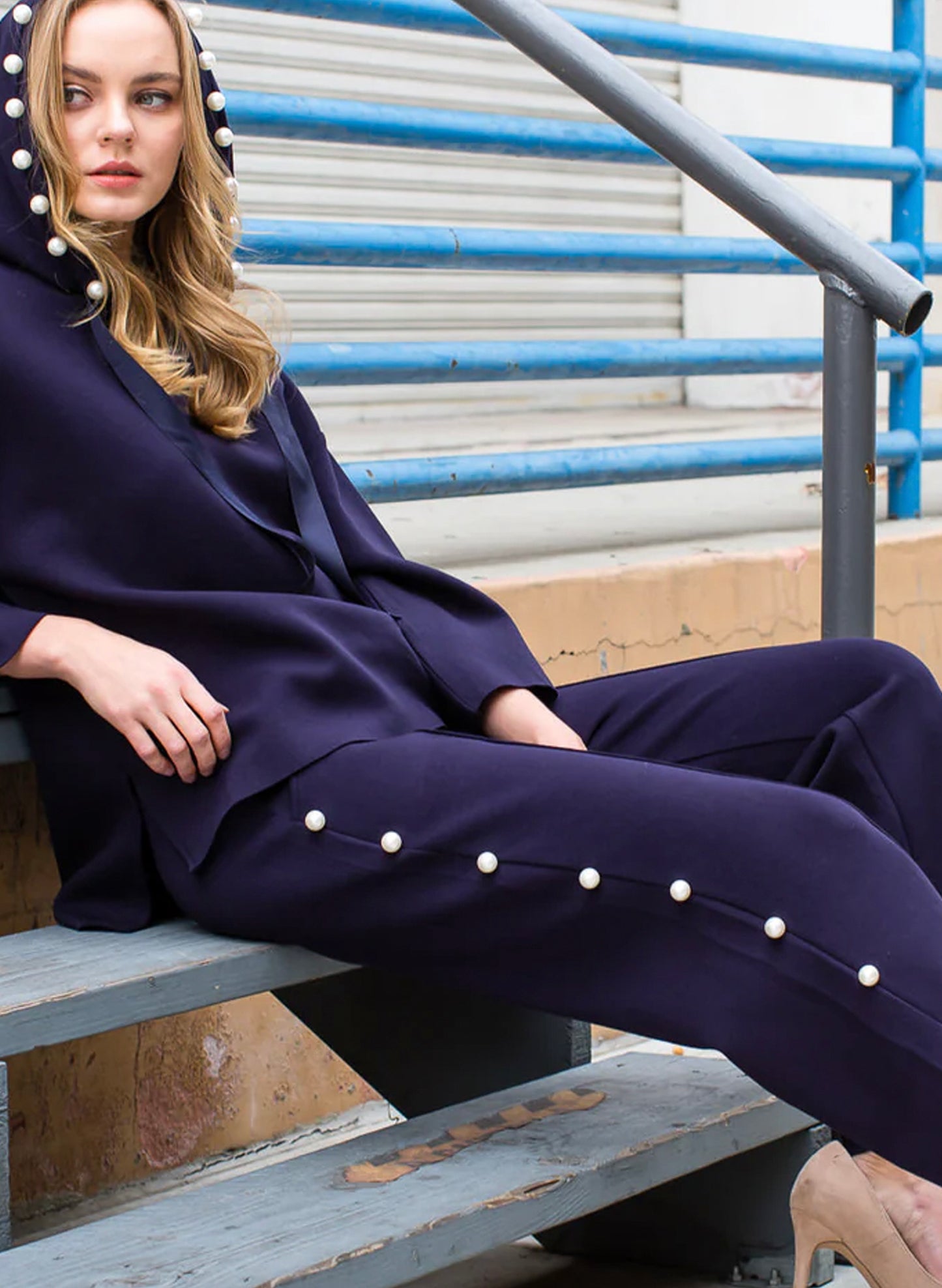 Farrah Pearl Pant - Navy