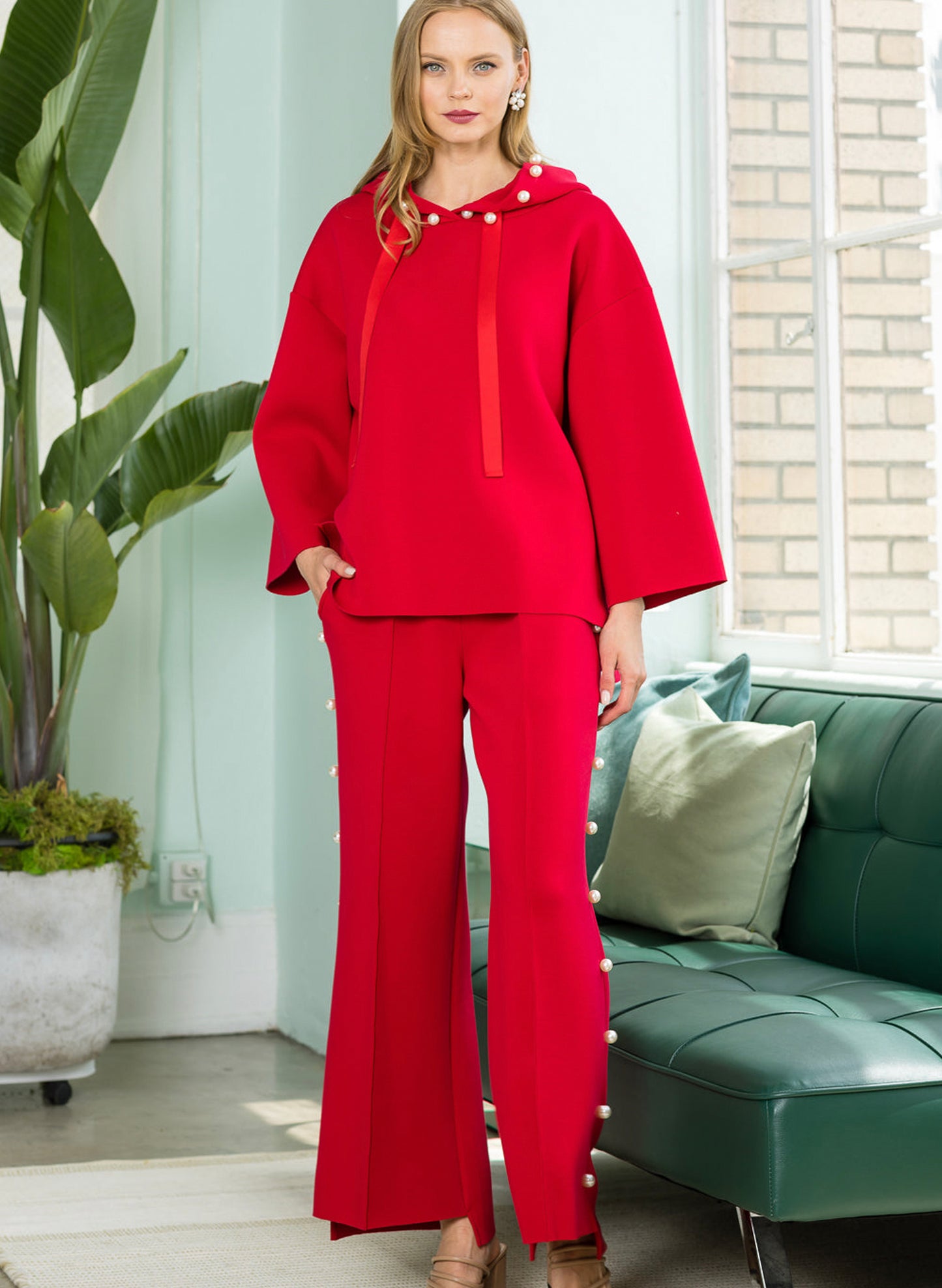 Farrah Pearl Pant - Red