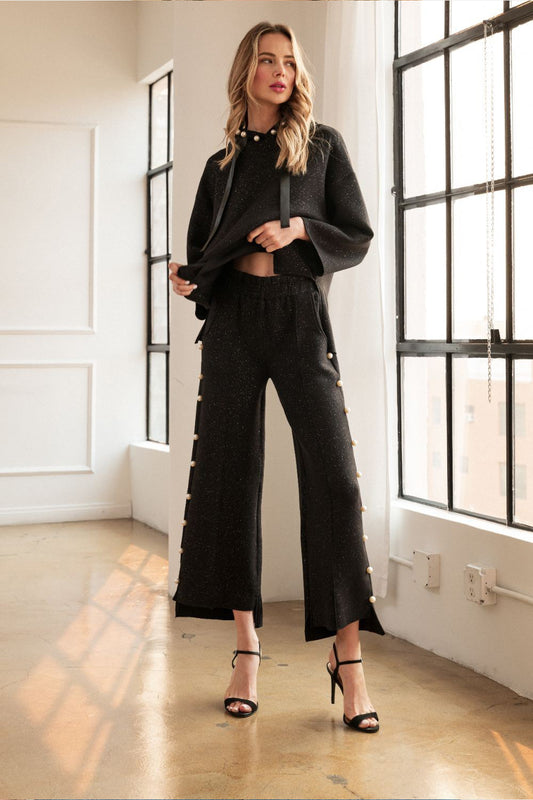 Farrah Pearl Pant w/Glitter - Black