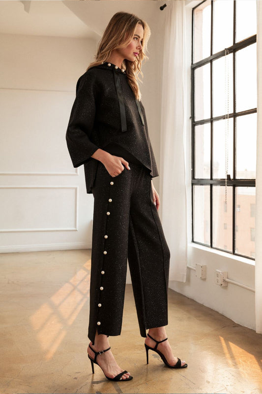Farrah Pearl Pant w/Glitter - Black