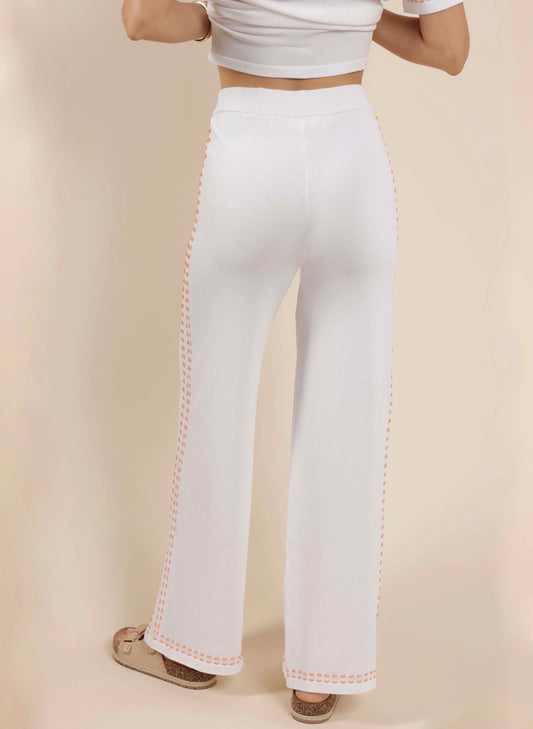 Sage The Label Fleuriste Sweater Knit Crop Pant - Cream Coral available at The Good Life Boutique