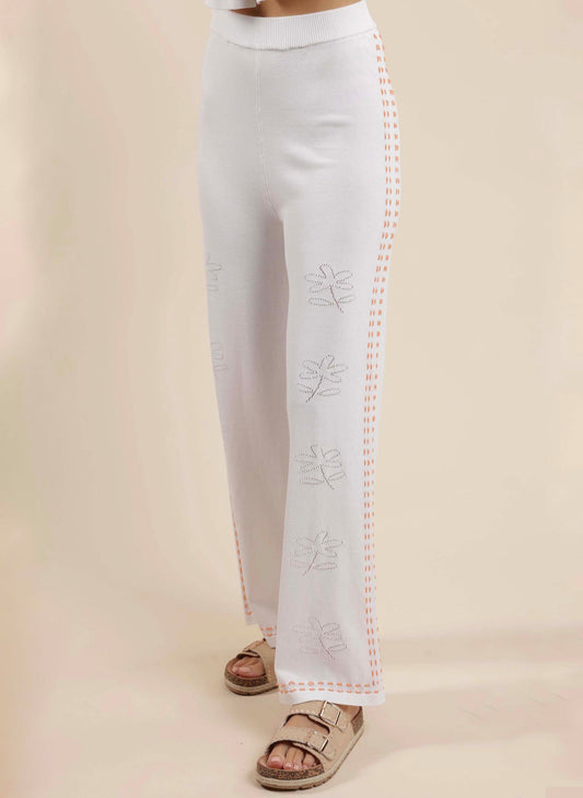 Sage The Label Fleuriste Sweater Knit Crop Pant - Cream Coral available at The Good Life Boutique