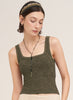 Floral Textured Lace Tank - One Size - Earth Olive