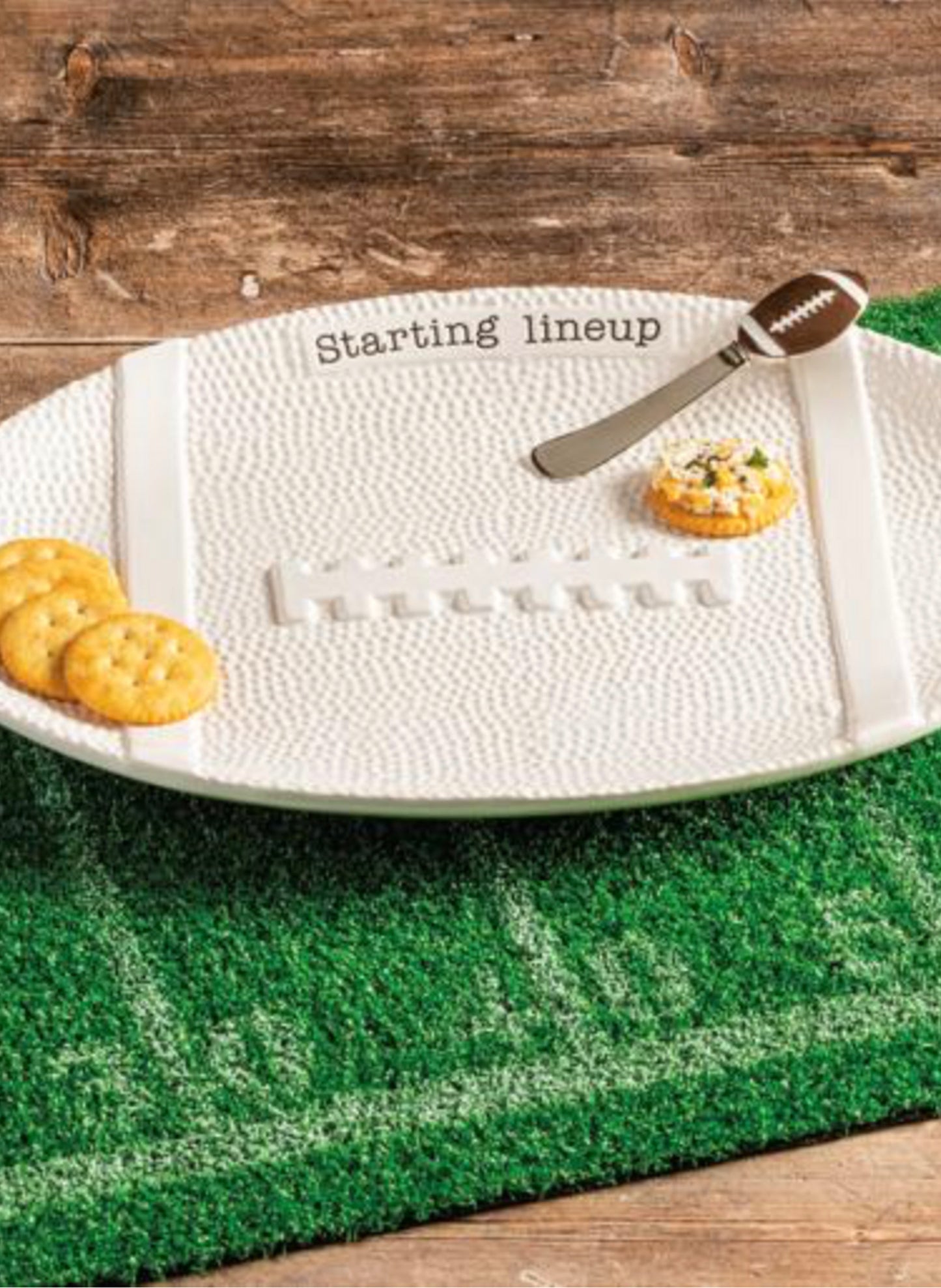 Mud Pie Football Platter available at The Good Life Boutique