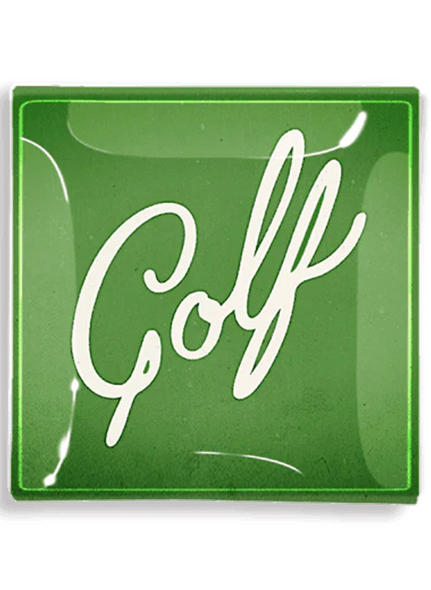 BEN'S GARDEN Golf Script Decoupage Glass Tray 6" x 6" available at The Good Life Boutique