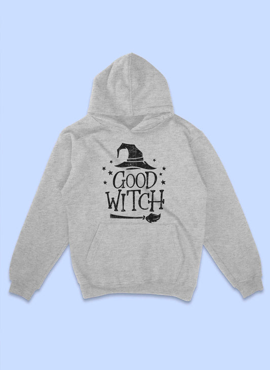 ALPHIA Good Witch Halloween Graphic Hoodie - Grey available at The Good Life Boutique