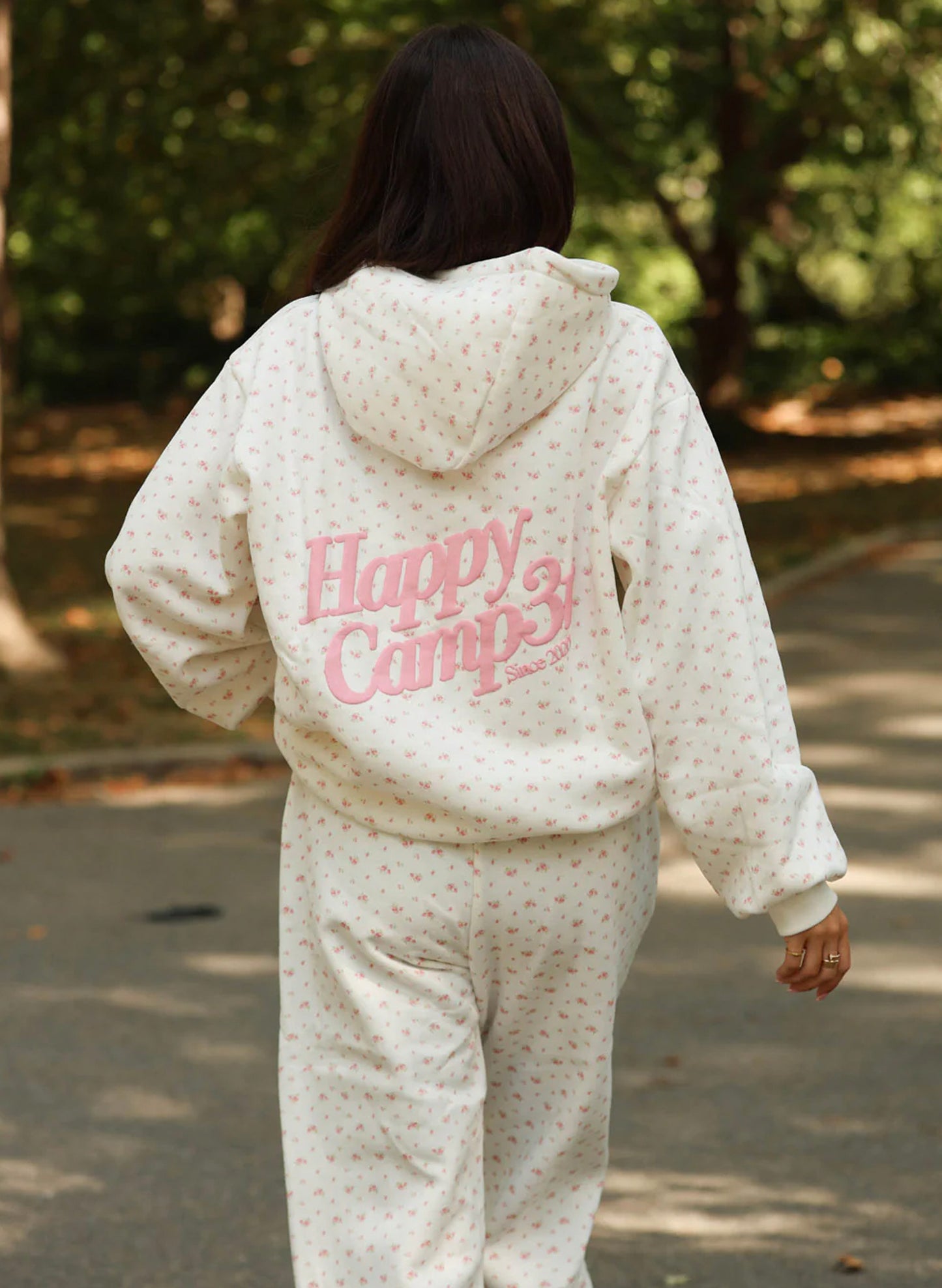 Garden Confetti Puff Core Hoodie - Frost White